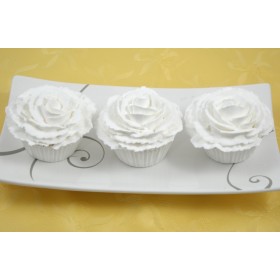 Cupcakes white rose (set of 3)